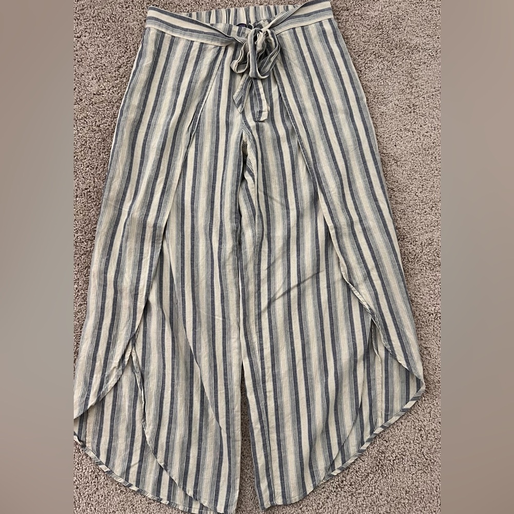 Patagonia Striped Wide Leg Pants - Blue and Cream